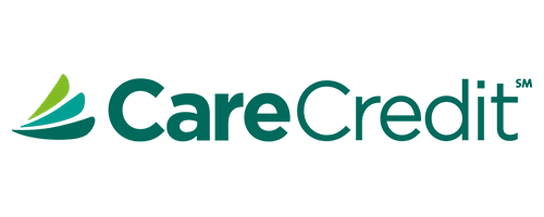CareCredit logo with green text and a tri-color swoosh design on the left.